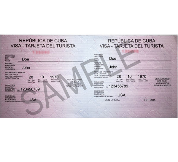 A sample Cuban Visa with watermark