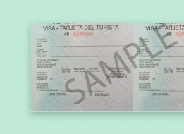 A sample Cuban Visa with watermark and green background