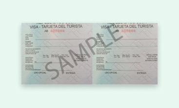 A sample Cuban Visa with watermark and green background