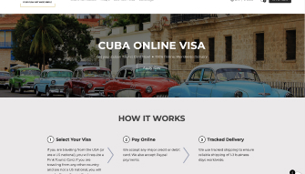 Cuban Online Visa website homepage