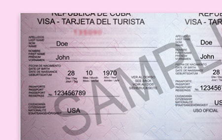 Pink Cuba Tourist Card