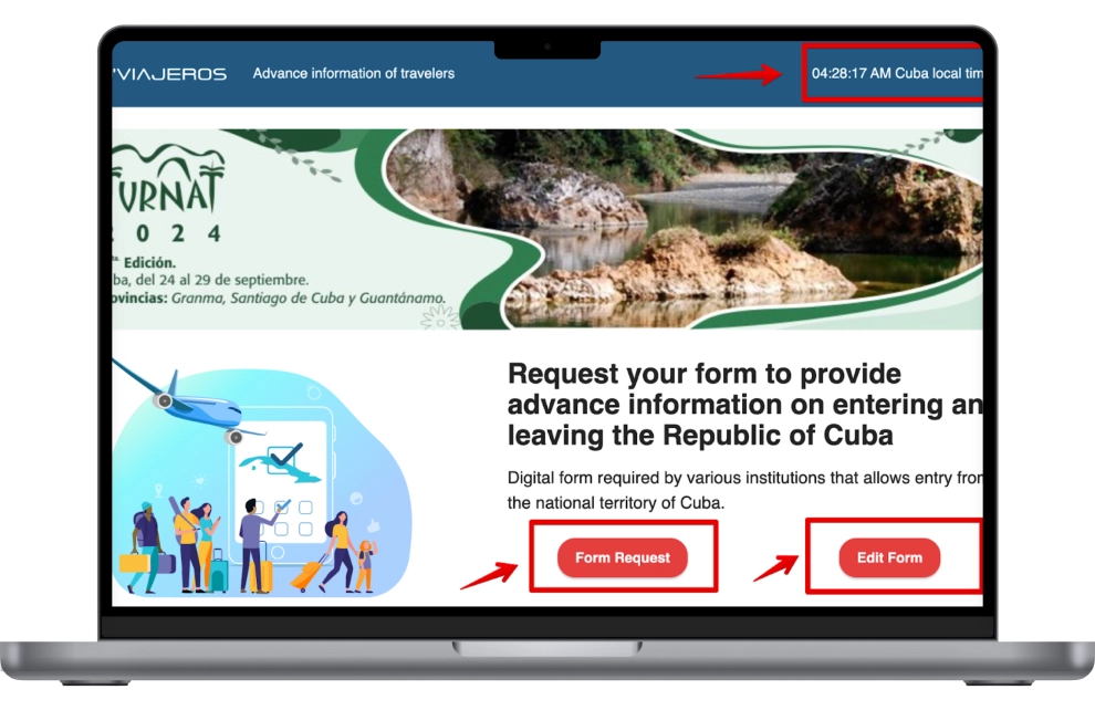 Step 1 of filling out the D’Viajeros government form to travel to Cuba